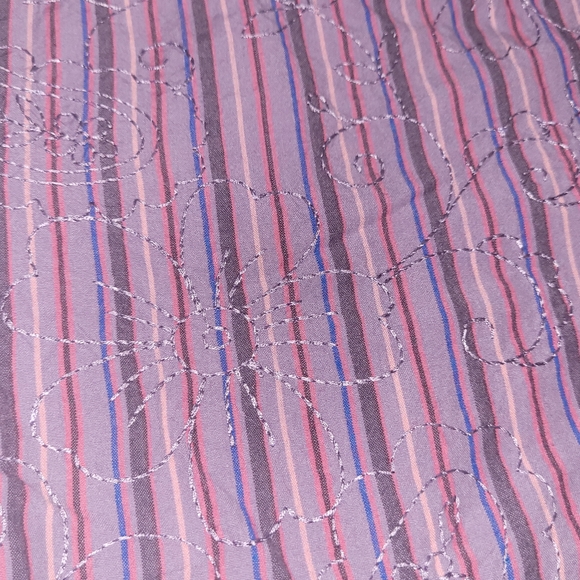 Columbia Purple Striped Button-Down Shirt w/ Floral Embroidery & Tie Sleeves Sm. - Picture 6 of 16